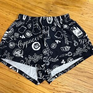 SHEIN Black and White Coffee Print Women's Pajama Shorts